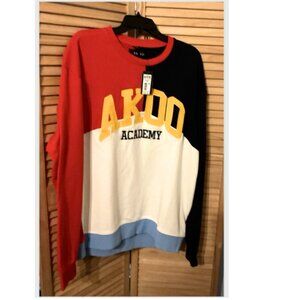 Akoo Academy Crew Sweatshirt Colorblock Men Size Large 80% Cotton 20% Polyester
